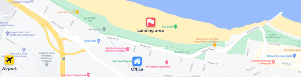 gold coast skydive location map