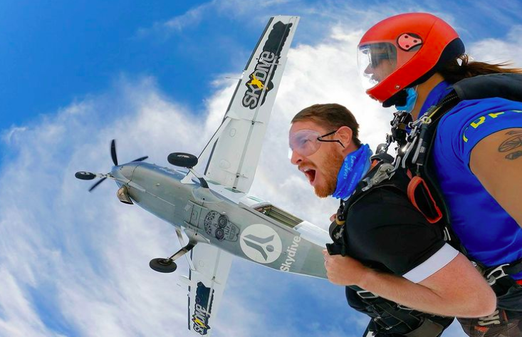 out of the plane- skydive. photo credit @skydiveaustralia on Instagram