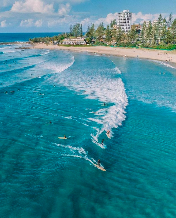 Surfing in Gold Coast. Photo credit:@mel.k.campbell on Instagram