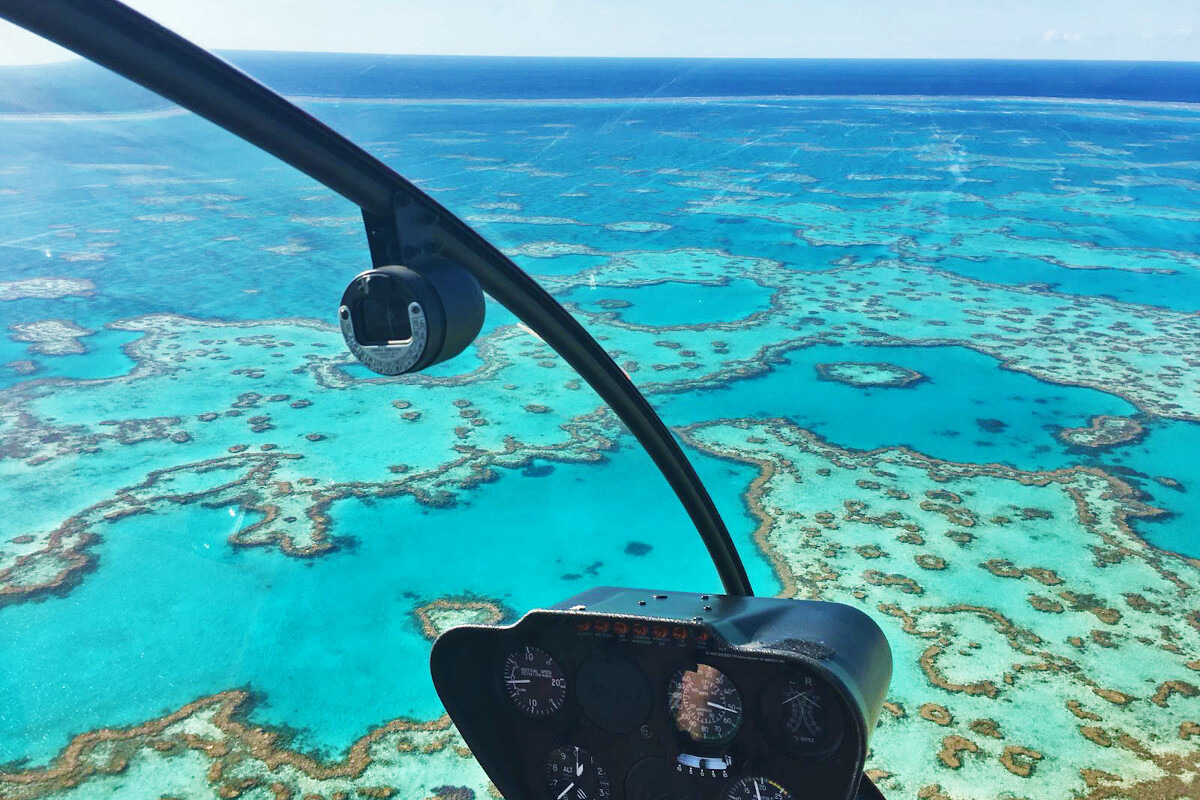 GSL Heli over the reef. Photo credit @gsl_aviation on website