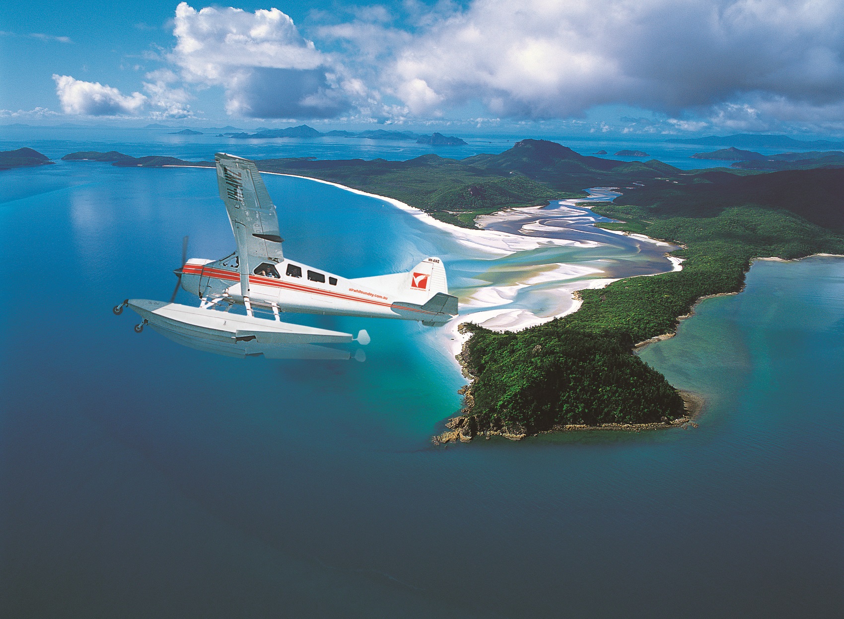 Seaplane fly over hill inlet. Photo credit @air_whitsunday on Instagram